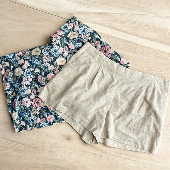 Ann Taylor Loft Womens Bundle Lot (2) Linen Blend Summer Beach Lounge Shorts L - Picture 1 of 11